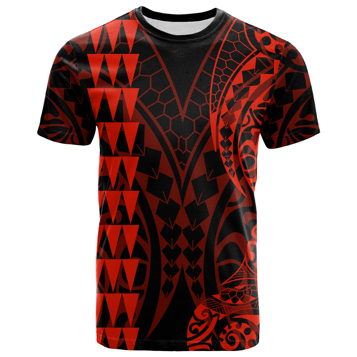 Kakau Polynesian Tribal T Shirt LT13 Red - Polynesian Pride