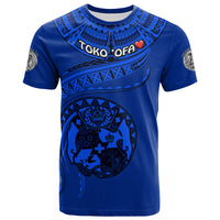 (TOKO ofA TAMALE) Tonga Polynesian T Shirt Tonga Waves Mix Logo Blue Black LT13 Unisex Blue - Polynesian Pride