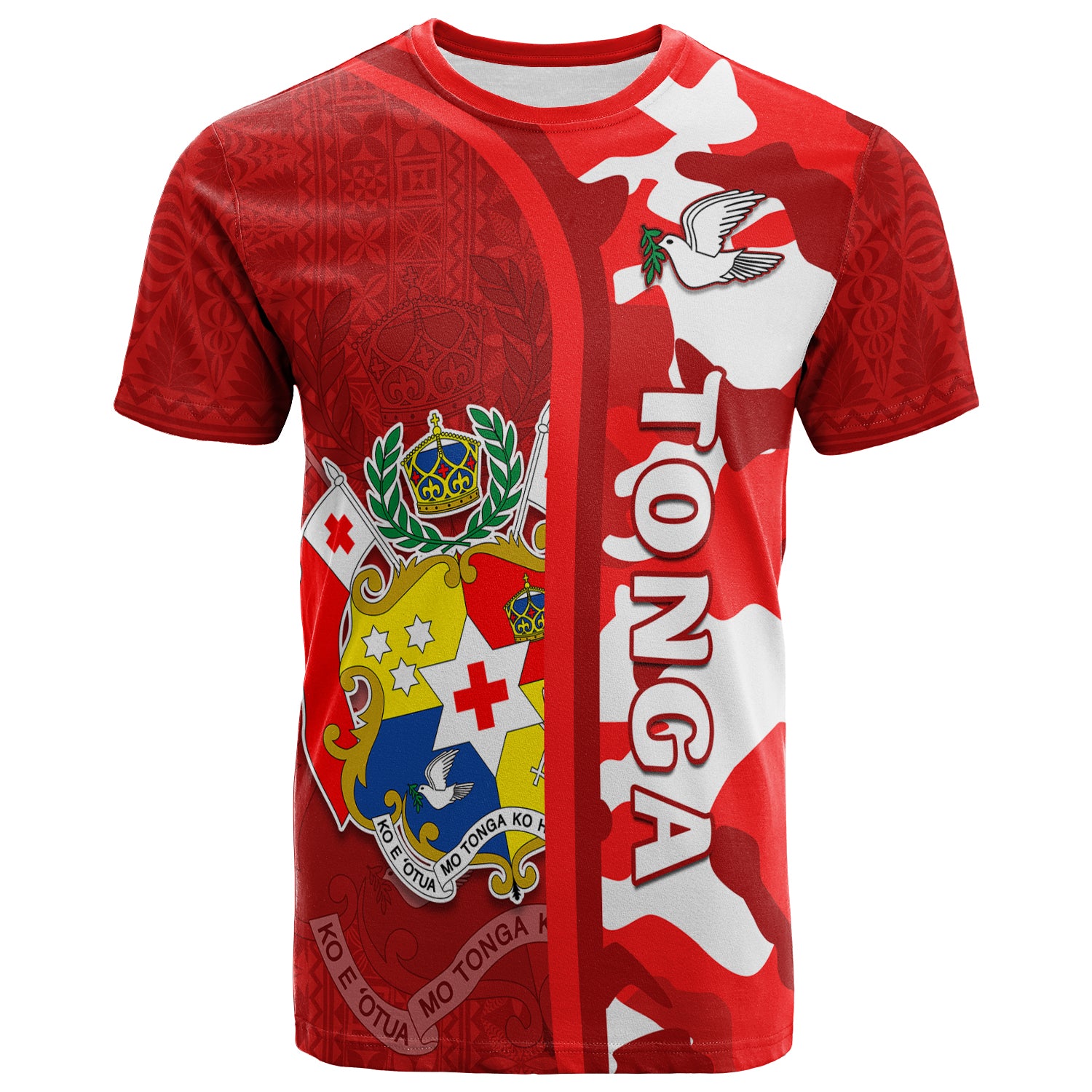 Tonga Unique T Shirt Camouflage with Tongan Pattern LT13 Unisex Red - Polynesian Pride