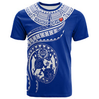 (TOKO ofA) Tonga Polynesian T Shirt Tonga Waves Blue 02 LT13 Unisex Blue - Polynesian Pride