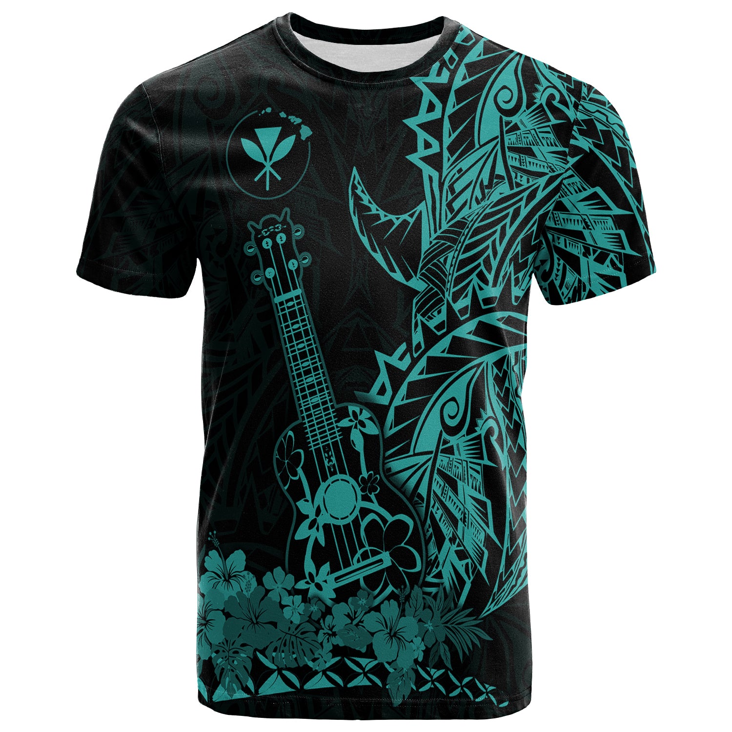 Hawaii Polynesian T Shirt Ukulele Turquoise LT13 Unisex Turquoise - Polynesian Pride