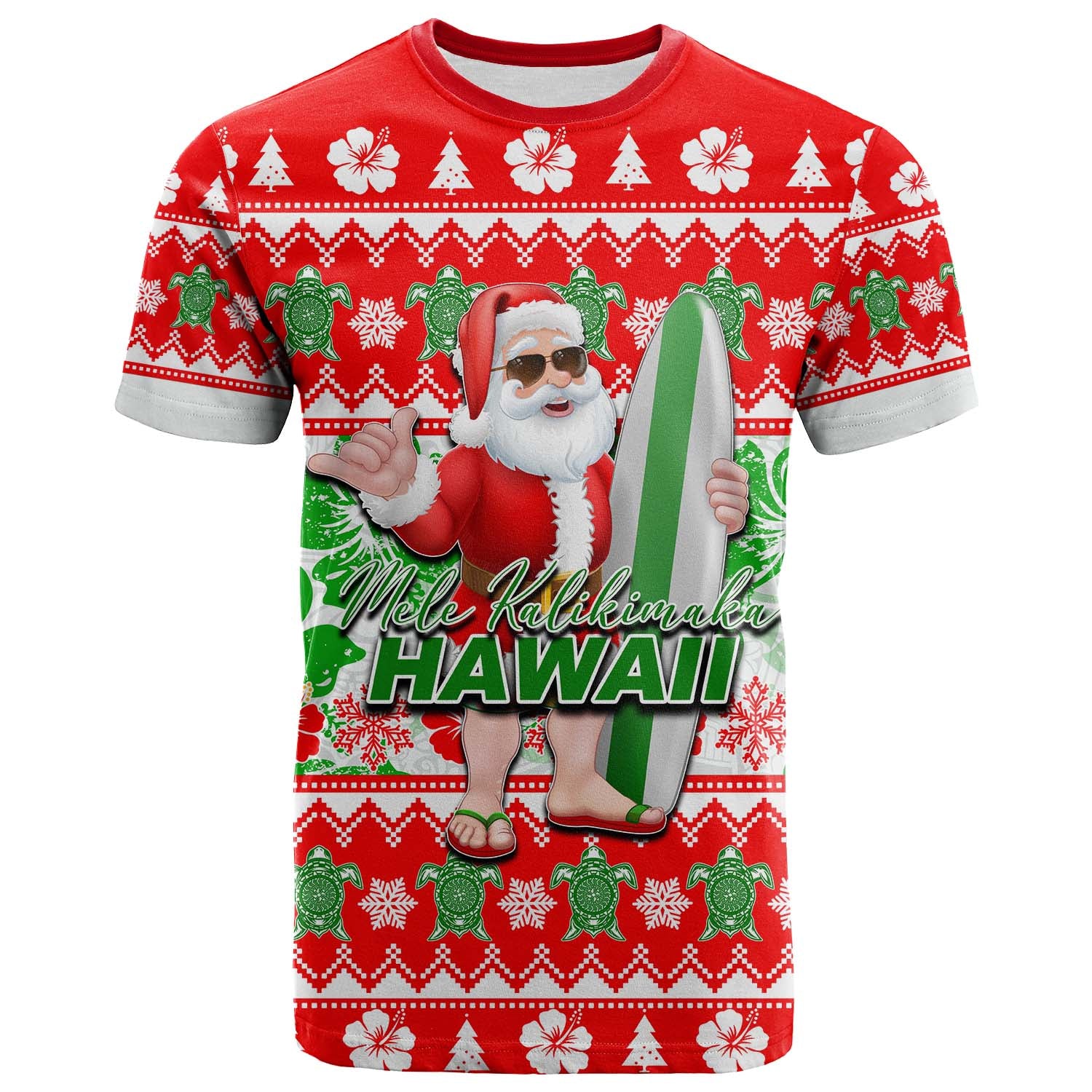 Hawaii Mele Kalikimaka Christmas T Shirt Cool Santa Claus LT6 Unisex Red - Polynesian Pride