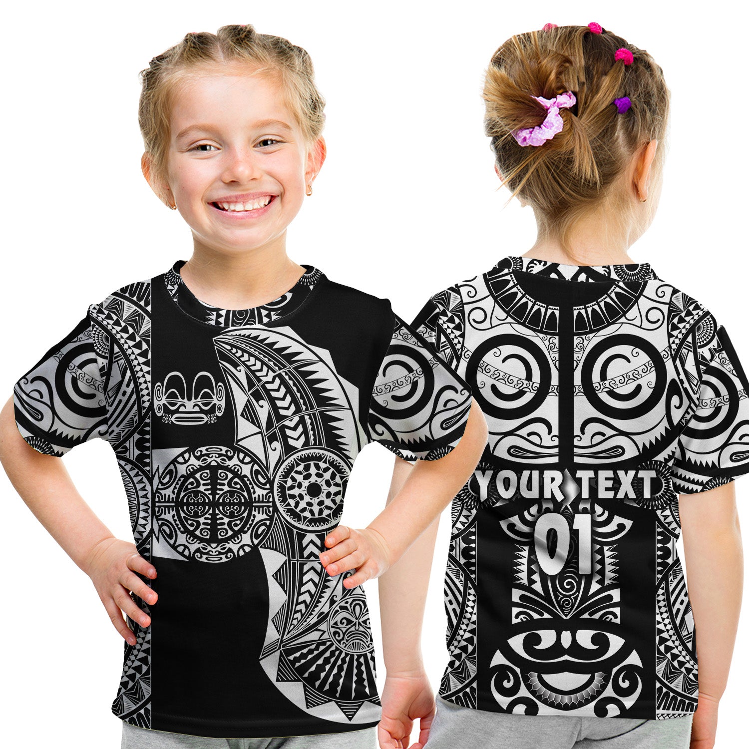 (Custom Personalised) Marquesas Islands T Shirt Kid Marquesan Tattoo Original Style - Black LT8 Youth XL Size14 - Polynesian Pride