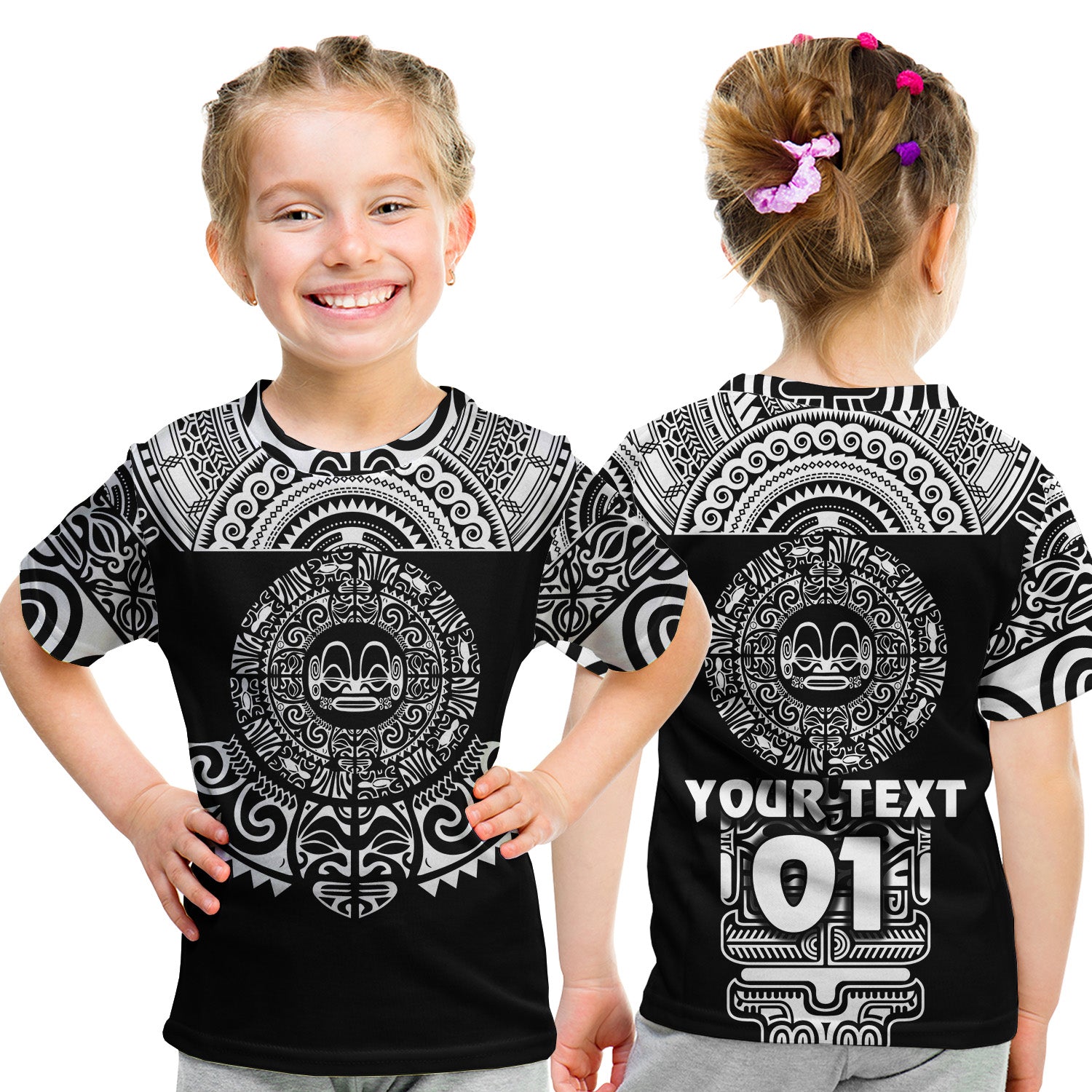 (Custom Personalised) Marquesas Islands T Shirt Kid Marquesan Tattoo Simplified Version - Black LT8 - Polynesian Pride