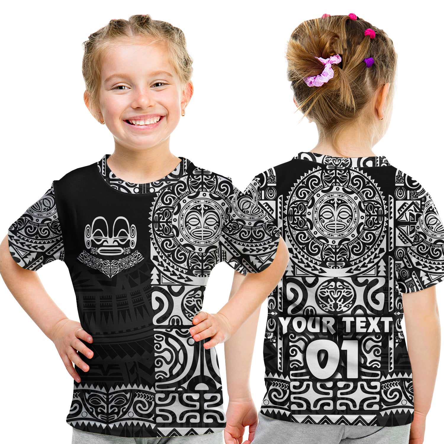 (Custom Personalised) Marquesas Islands T Shirt Kid Marquesan Tattoo Unique Style - Black LT8 Youth XL Size14 - Polynesian Pride