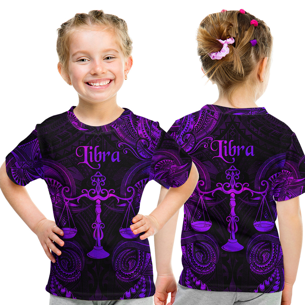 Libra Zodiac Polynesian T Shirt Kid Unique Style - Purple LT8 - Polynesian Pride