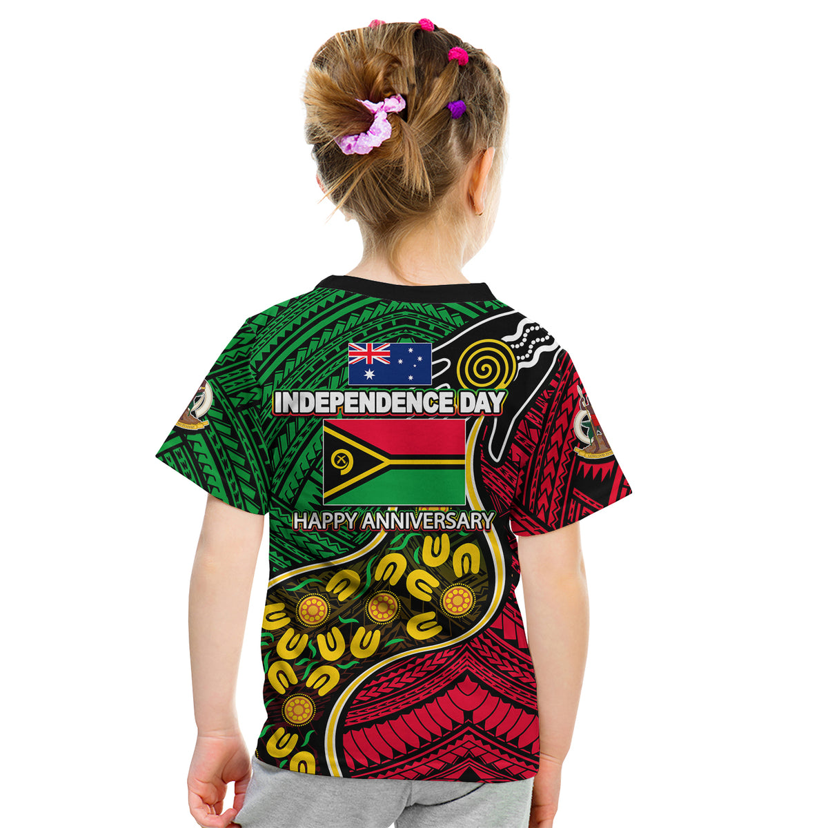 Vanuatu Mix Aboriginal Happy Independence Day T Shirt KID LT6 - Polynesian Pride