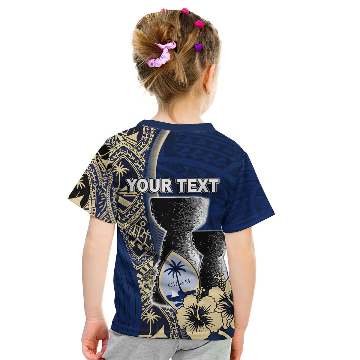 (Custom Personalised) Guam Chamorro T Shirt KID Blue Style LT6 - Polynesian Pride