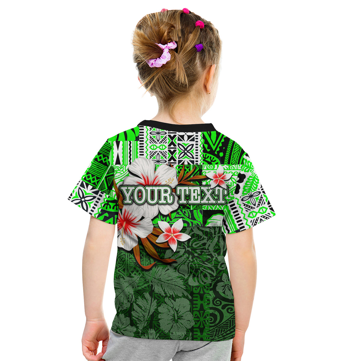 (Custom Personalised) Hammerhead Shark T Shirt Kid Hawaii Style Green LT6 - Polynesian Pride
