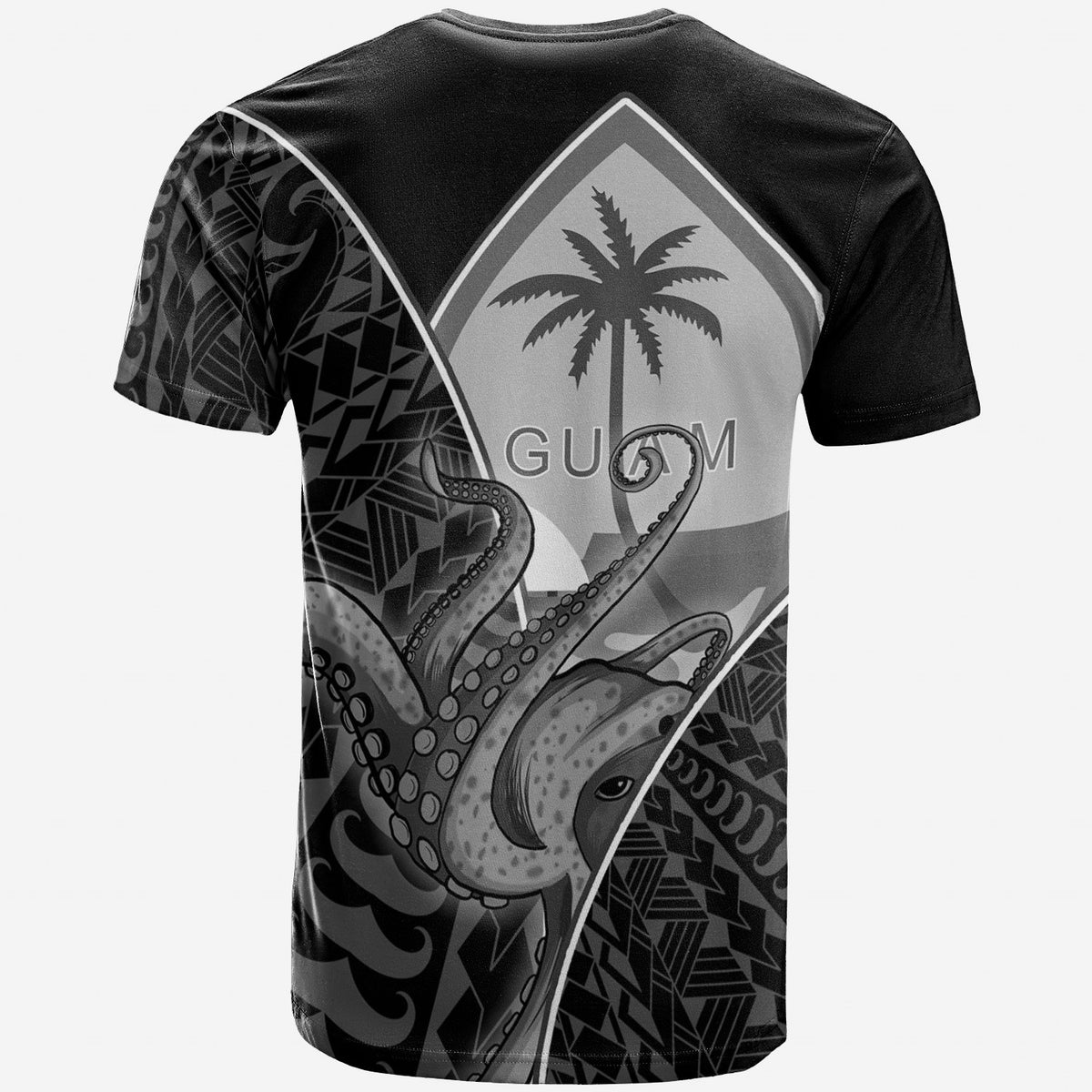 Guam T Shirt Octopus Style White Color - Polynesian Pride