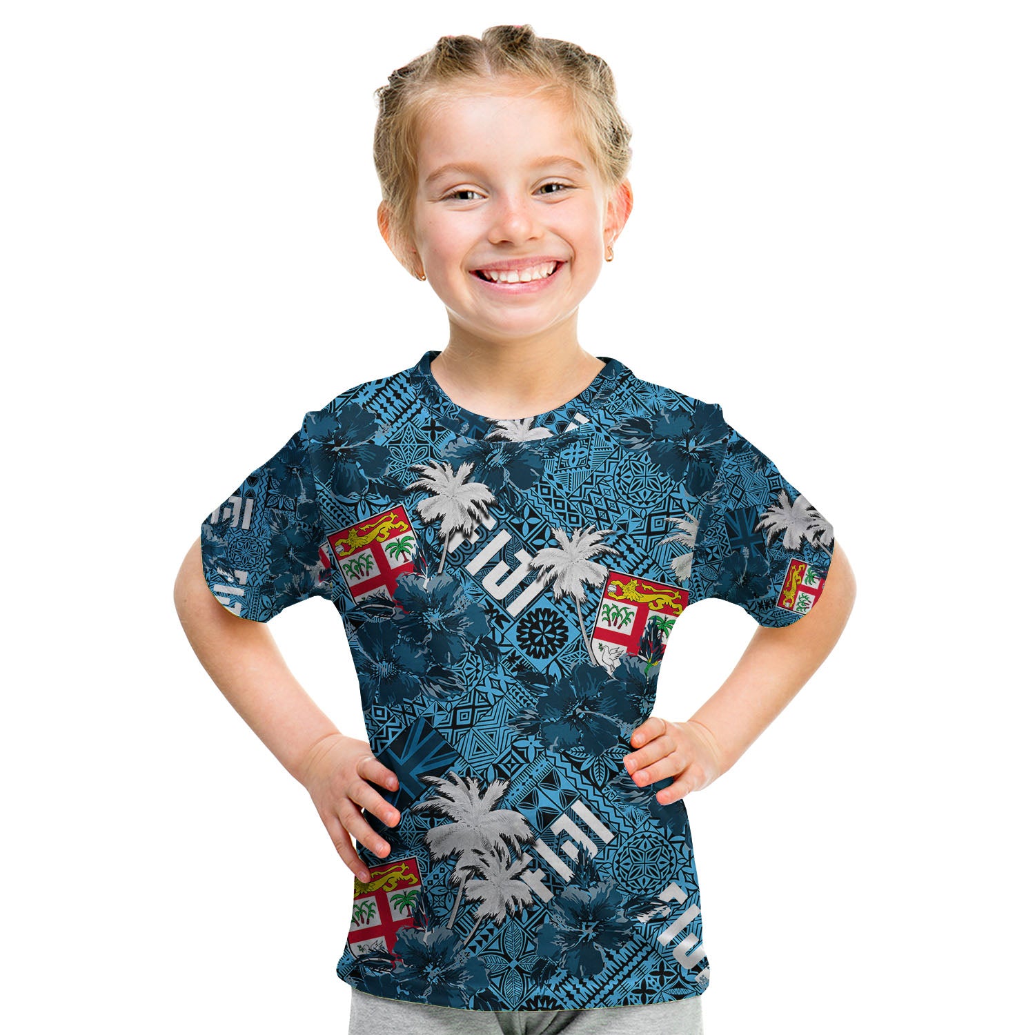 Fiji Hibiscus T Shirt KID Hawaii Style No.1 LT6 Youth XL Size14 - Polynesian Pride