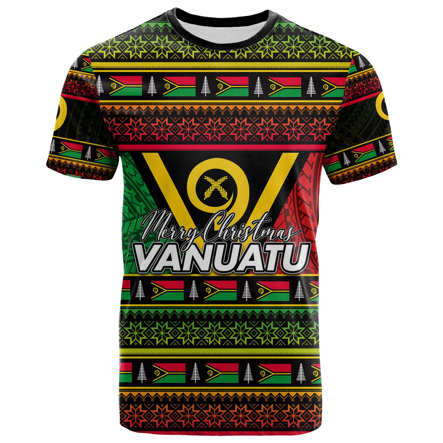 Vanuatu T Shirt Christmas 2021 LT6 Black - Polynesian Pride