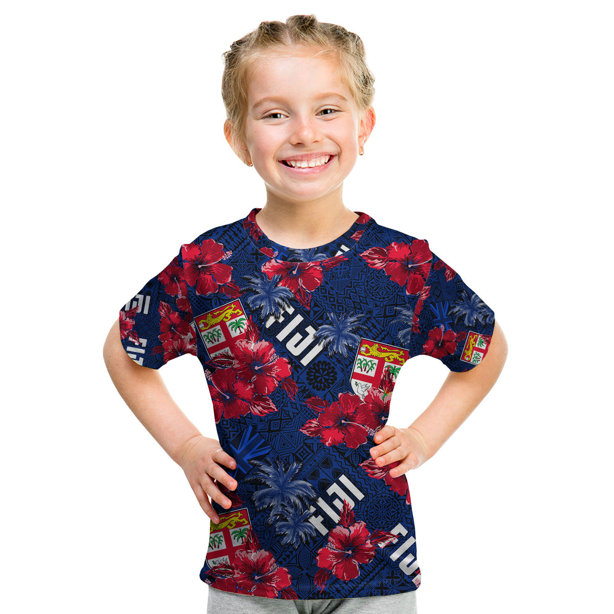 Fiji Hibiscus T Shirt KID Hawaii Style No.2 LT6 - Polynesian Pride