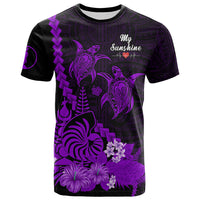 Custom New Caledonia Valentine Couple T Shirt My Sunshine Polynesia Turtle Purple LT14 - Polynesian Pride
