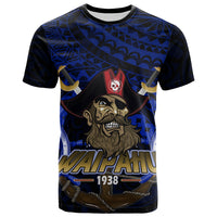 Hawaii Custom T Shirt Waipahu High School Marauders Pirates Polynesian Tribal Pattern Navy Blue LT6 Gold - Polynesian Pride