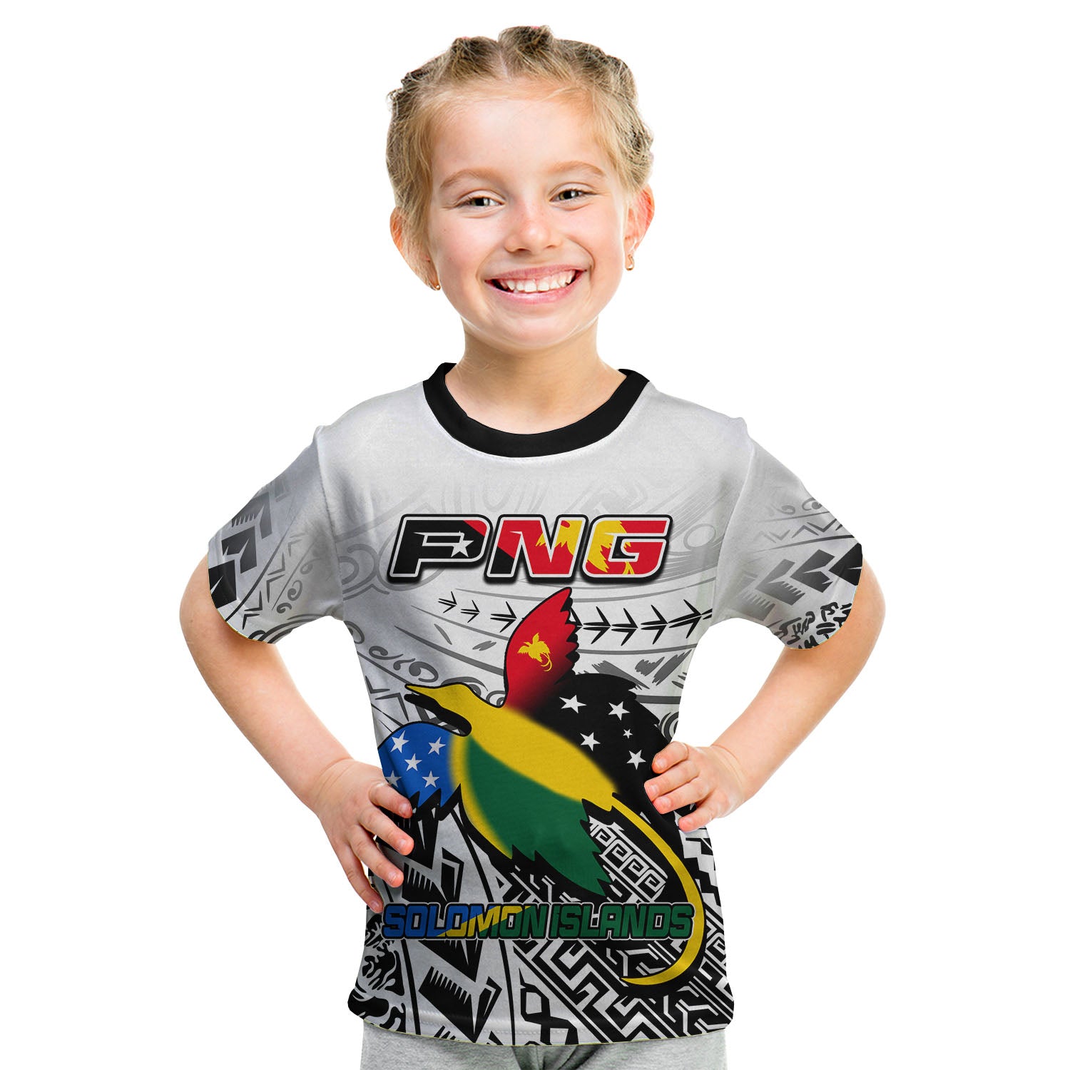 (Custom Personalised) Papua New Guinea And Solomon Islands T Shirt KID LT6 - Polynesian Pride