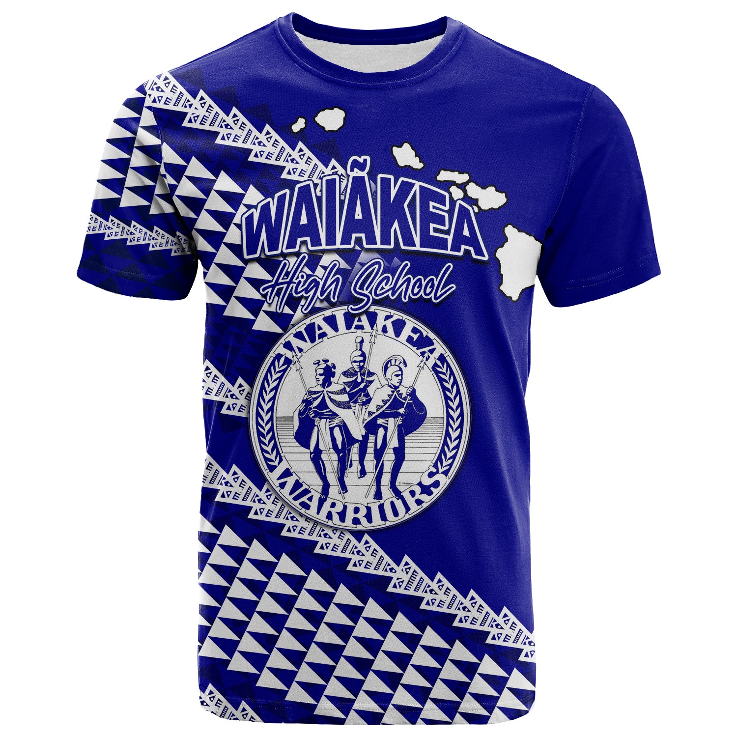 Custom Waiakea High School Hawaii T Shirt Navy Blue LT6 Blue - Polynesian Pride
