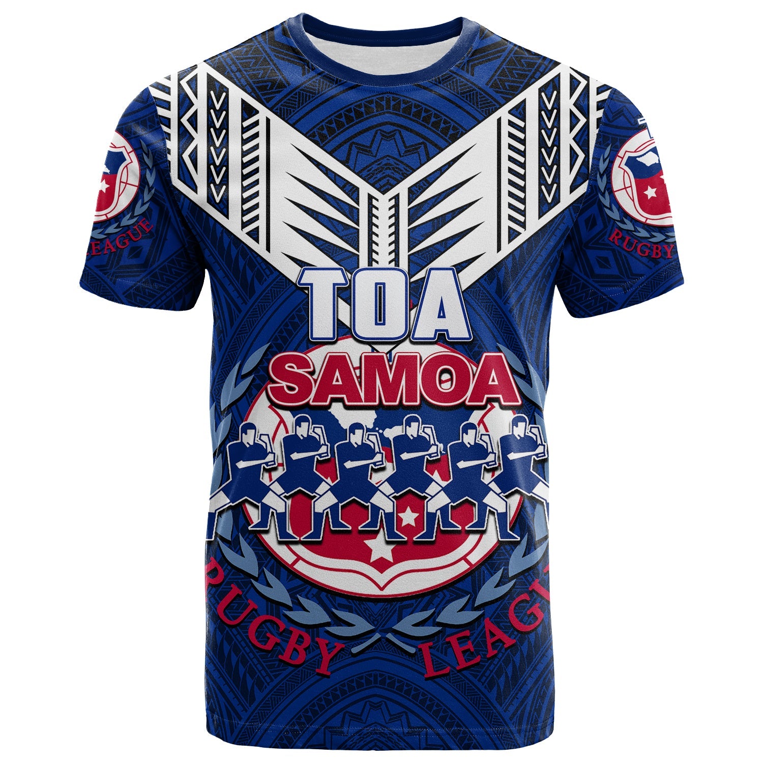 Toa Samoa Rugby T Shirt Siva Tau Jersey LT6 Blue - Polynesian Pride
