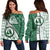 Hawaii - Aiea High Women Off Shoulder Sweater - Energetic - AH Green - Polynesian Pride