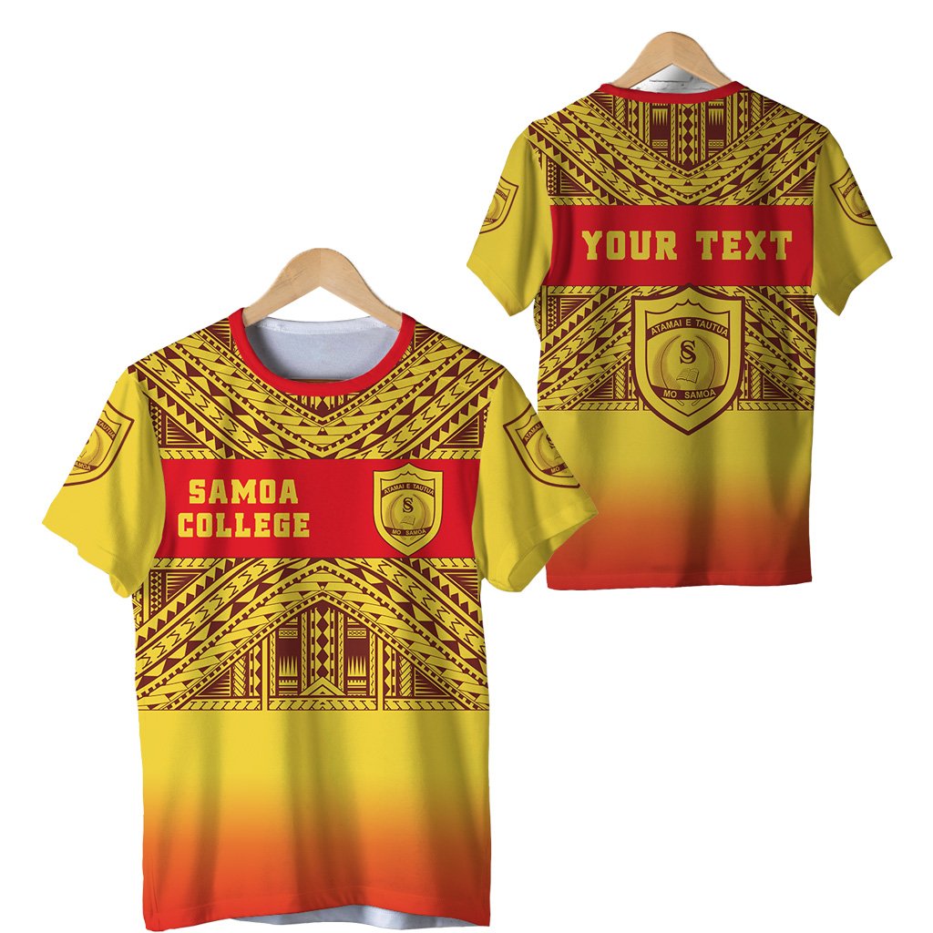 Custom Samoa College T Shirt Tattoo Simple Sports Style Unisex Yellow - Polynesian Pride