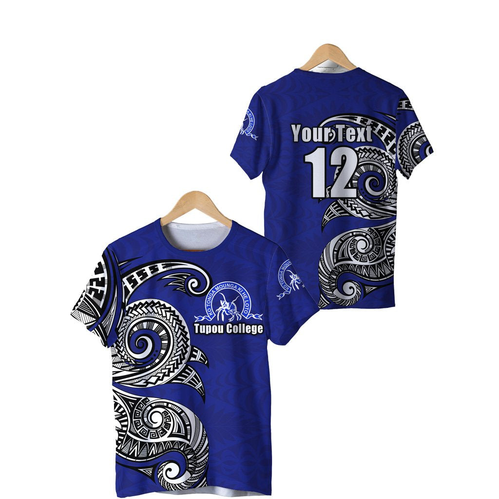Custom Kolisi Ko Tupou College Tonga T Shirt Polynesian Waves Style Unisex Blue - Polynesian Pride