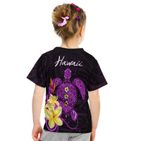 Hawaii Turtle T Shirt Kid Hawaiian Flowers Version Purple Elegant LT13 - Polynesian Pride