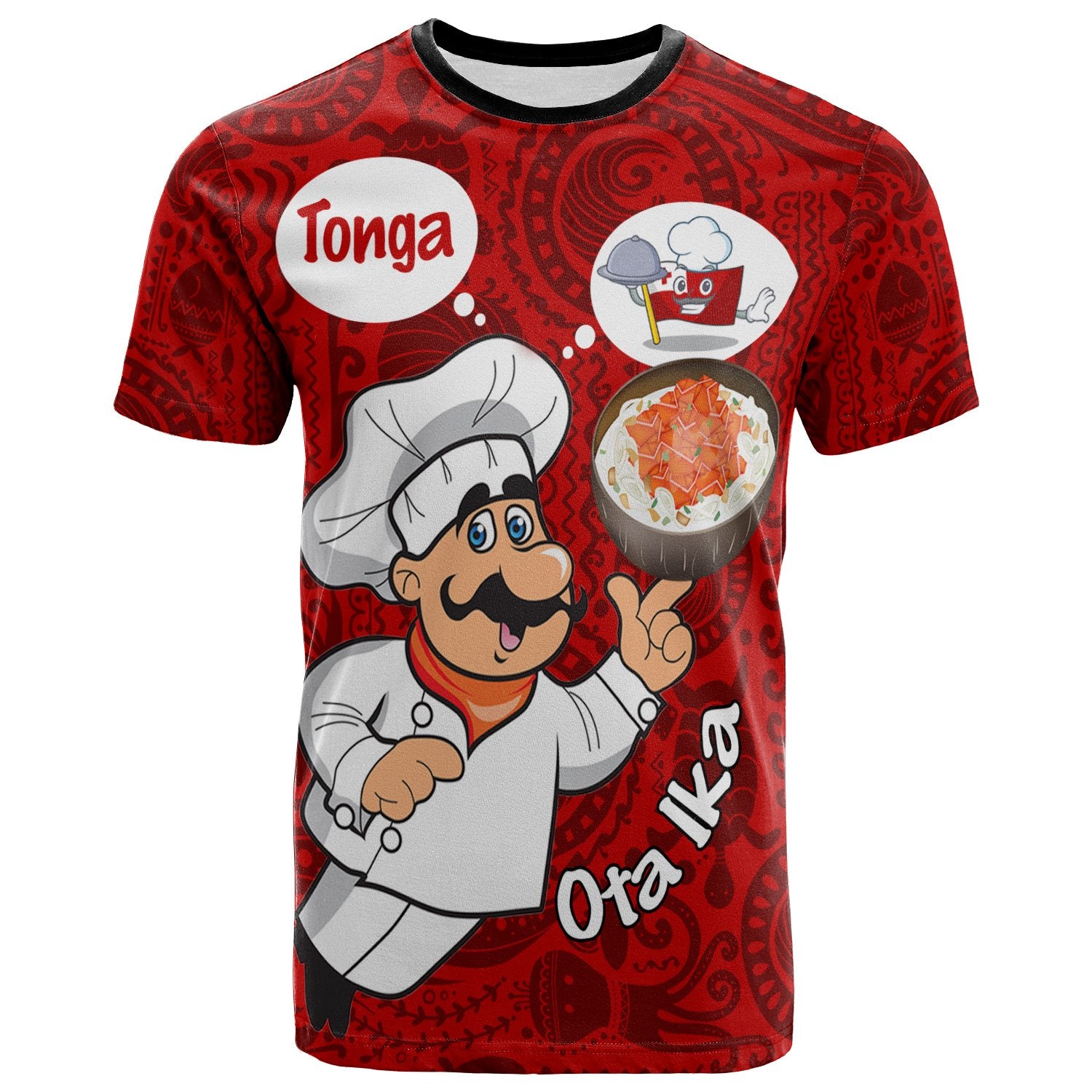Tonga T Shirt Coconut Dishes Unisex Red - Polynesian Pride