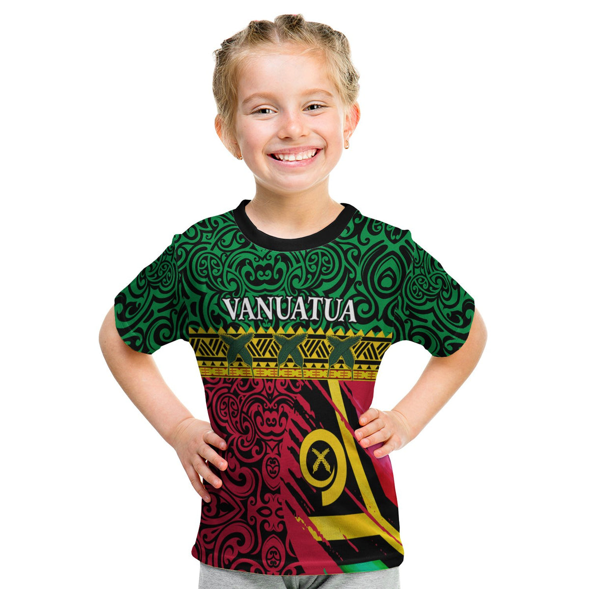 Vanuatu Dreamy T Shirt Kid Flag And Pattern LT13 - Polynesian Pride