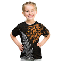 (Custom Personalised) Leo Zodiac Style Maori T Shirt Kid Orange Lion LT13 - Polynesian Pride