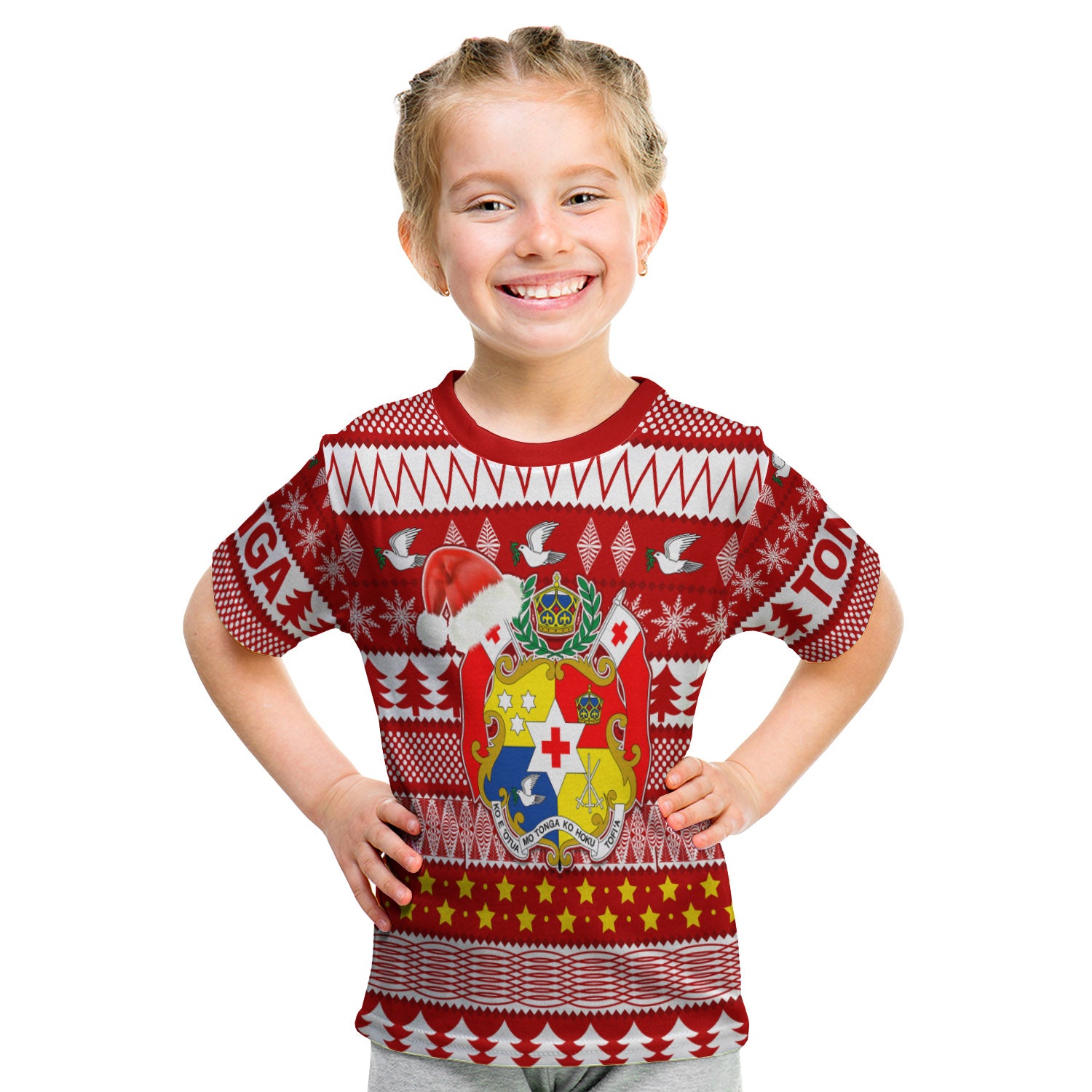 Tonga Kilisimasi Fiefia T Shirt Kid Merry Christmas With Tongan Pattern LT13 Youth XL Size14 - Polynesian Pride