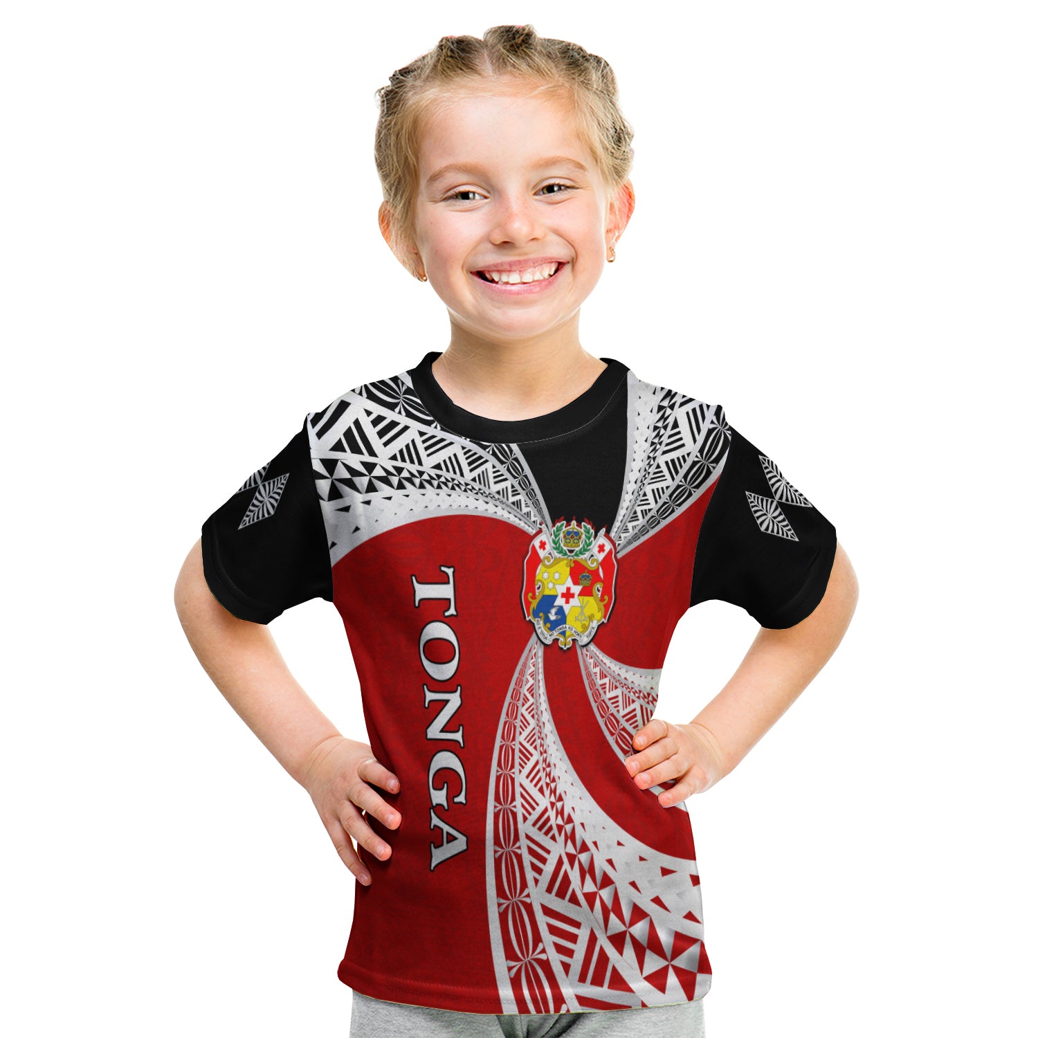 Tonga Distinctive T Shirt Kid Tongan Tapa Pattern LT13 Youth XL Size14 - Polynesian Pride