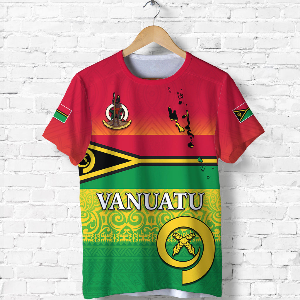 Vanuatu Color T Shirt Six Provinces and Map LT13 Unisex Red - Polynesian Pride