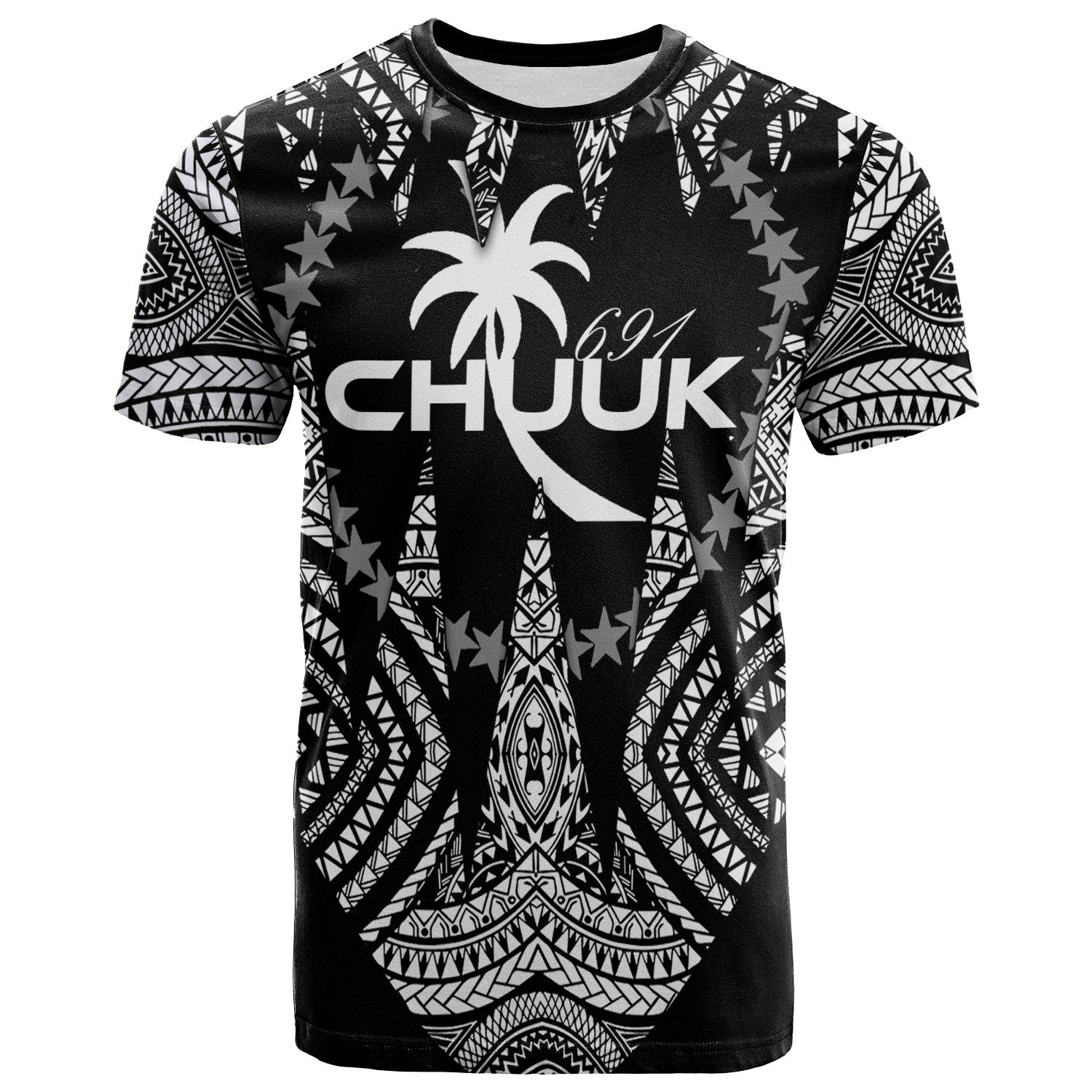 Chuuk T Shirt Micronesian Teeth Shark Style White Unisex Black - Polynesian Pride