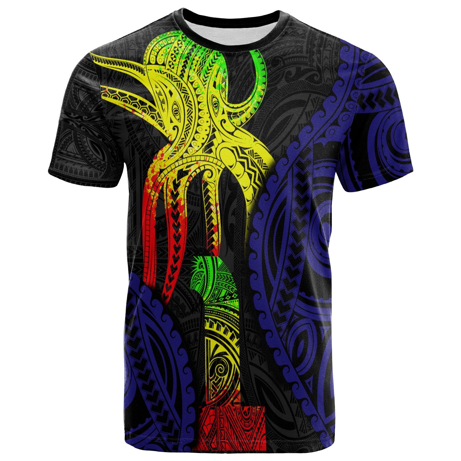 Polynesian T Shirt Polynesian Octopus Number Style One Unisex Black - Polynesian Pride