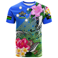 South Sea Islanders Kanakas Hibiscus Polynesia T Shirt LT2 BLUE - Polynesian Pride