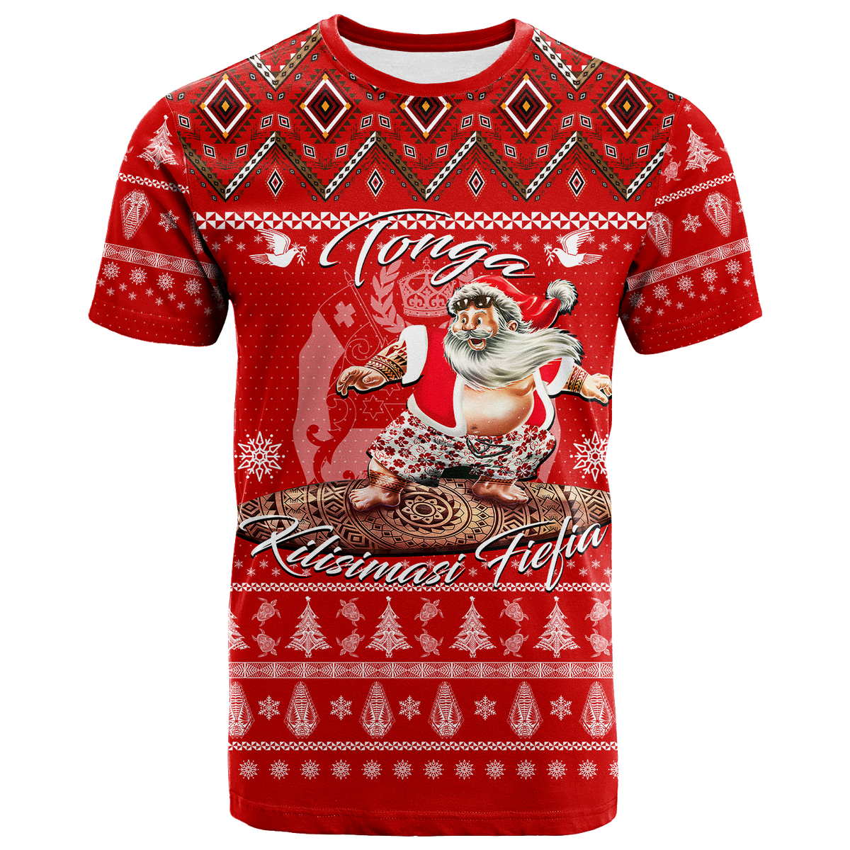 Custom Tonga Christmas Kilisimasi Fiefia Santas Polynesia T Shirt LT2 - Polynesian Pride