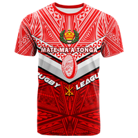 Tonga Rugby Mate Maa Tonga Tapa Pattern T Shirt LT2 RED - Polynesian Pride