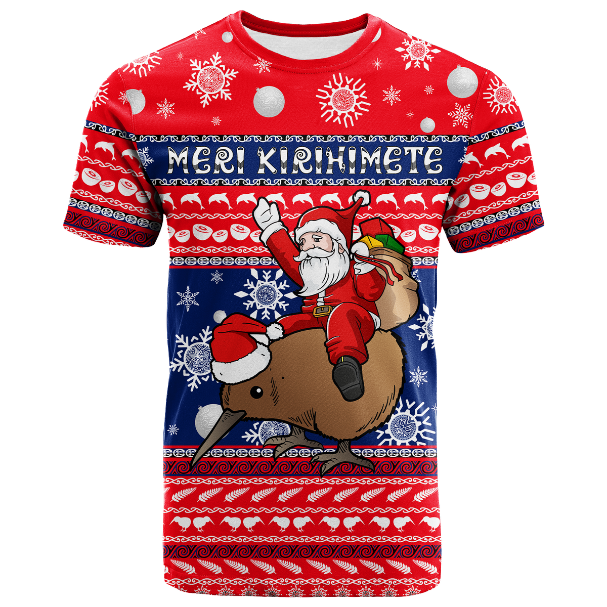 Custom New Zealand Maori Meri Kirihimete T Shirt LT2 - Polynesian Pride