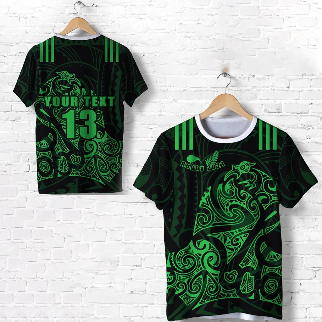 Custom Aotearoa Super Rugby T Shirt Maori Kiwi Green Custom Text and Number Unisex Green - Polynesian Pride