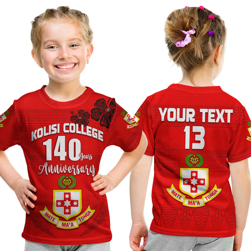 (Custom Text and Number) Kolisi Tonga College Atele T Shirt KID 140 Years Anniversary Tongan Ngatu LT13 Youth XL Size14 - Polynesian Pride