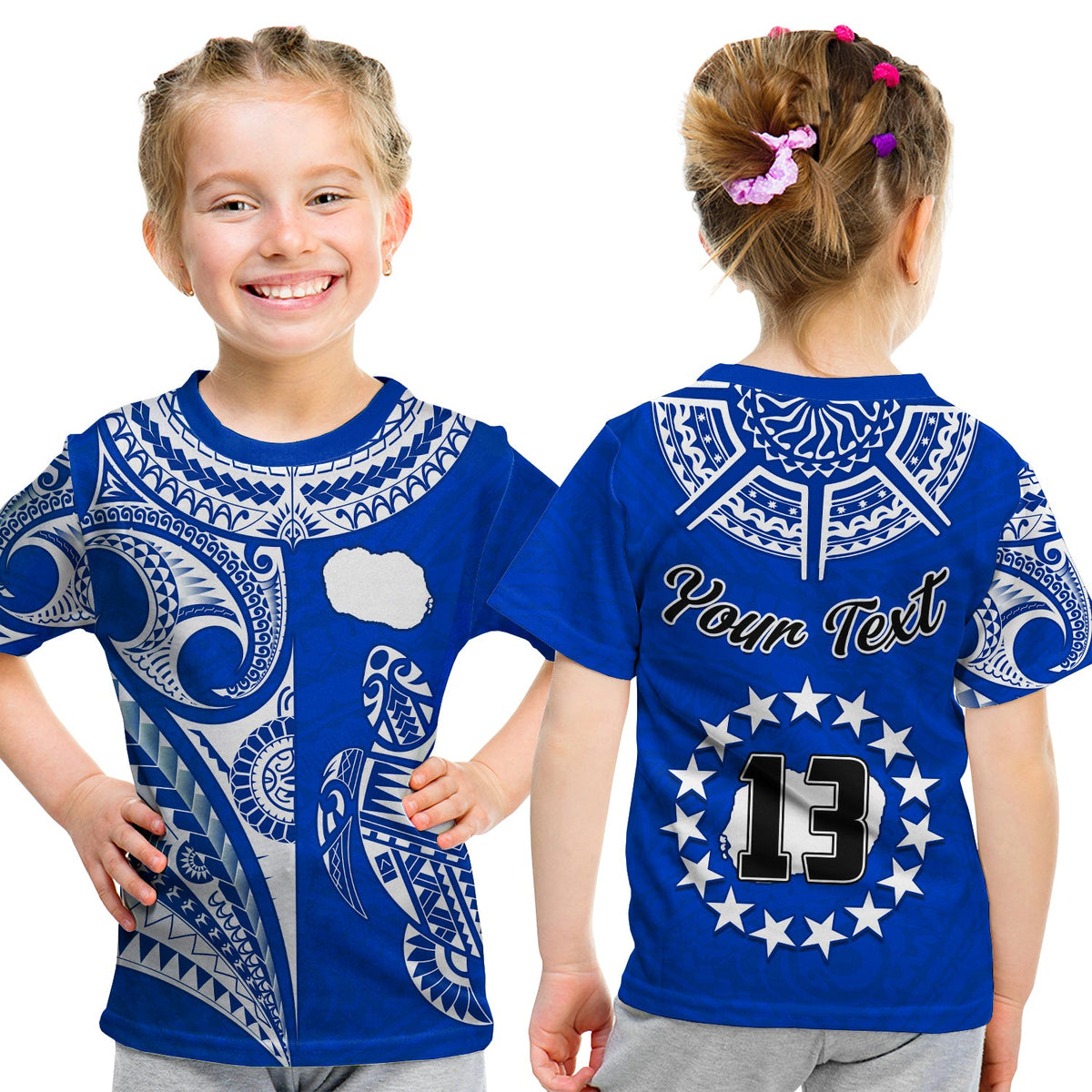 (Custom Text and Number) Rarotonga Cook Islands T Shirt Turtle and Map Style Blue LT13 - Polynesian Pride