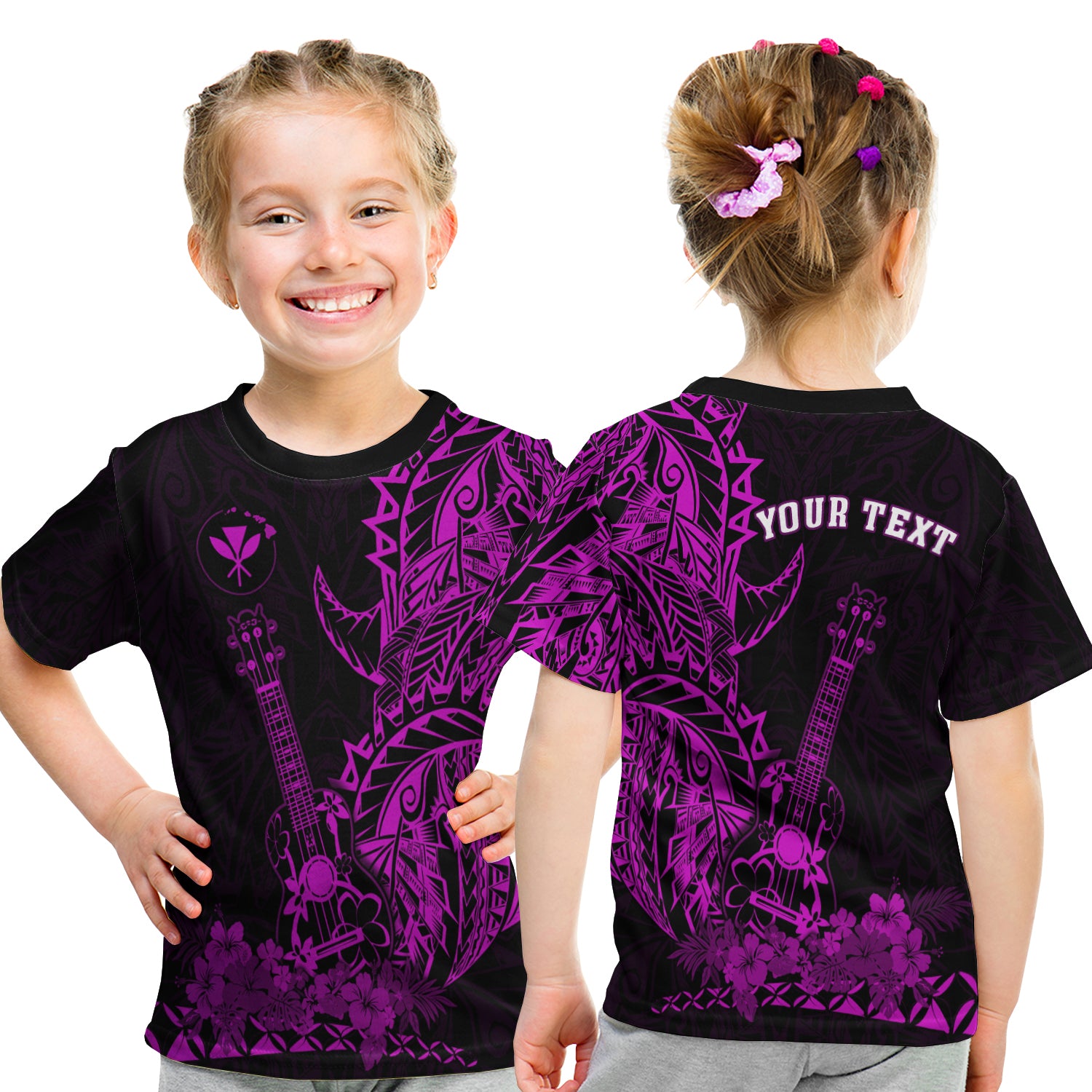 (Custom Personalised) Hawaii Polynesian T Shirt Kid Ukulele Purple LT13 - Polynesian Pride