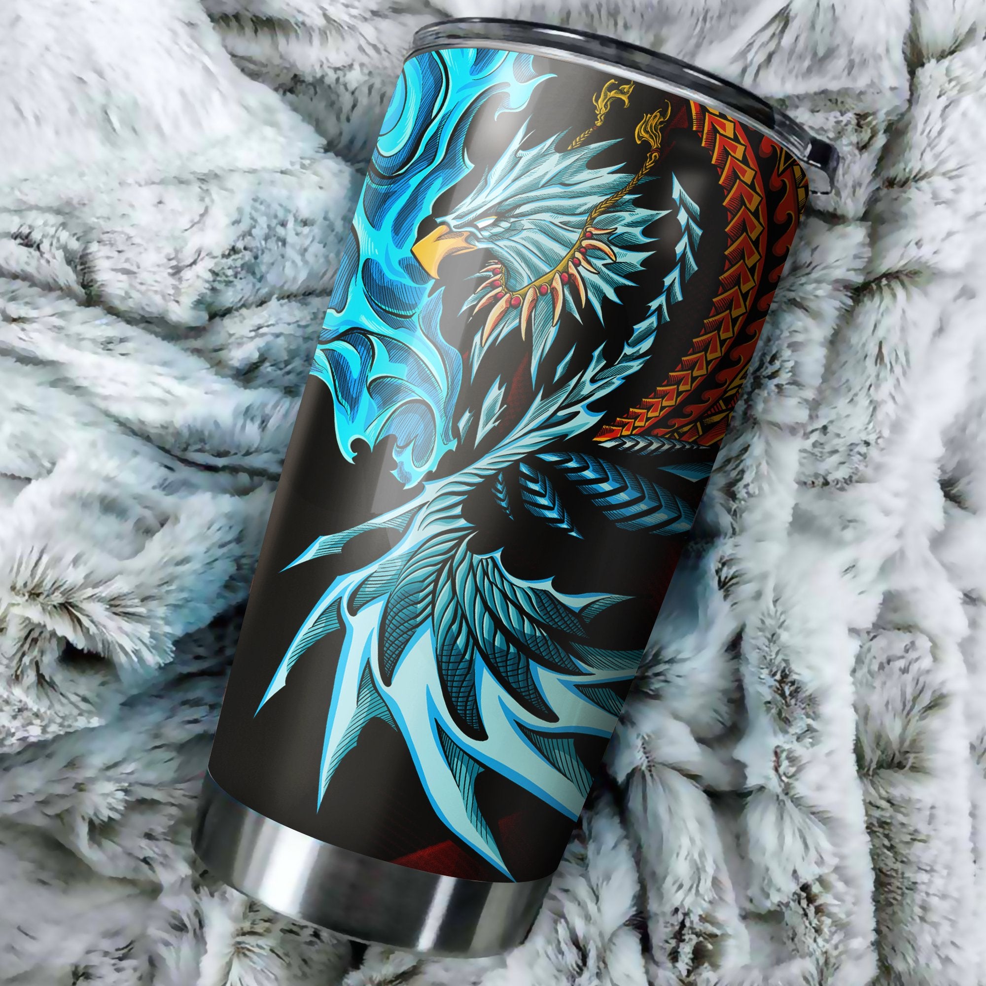 Samoa Tumbler - Samoan Warrior With Eagle - Polynesian Pride
