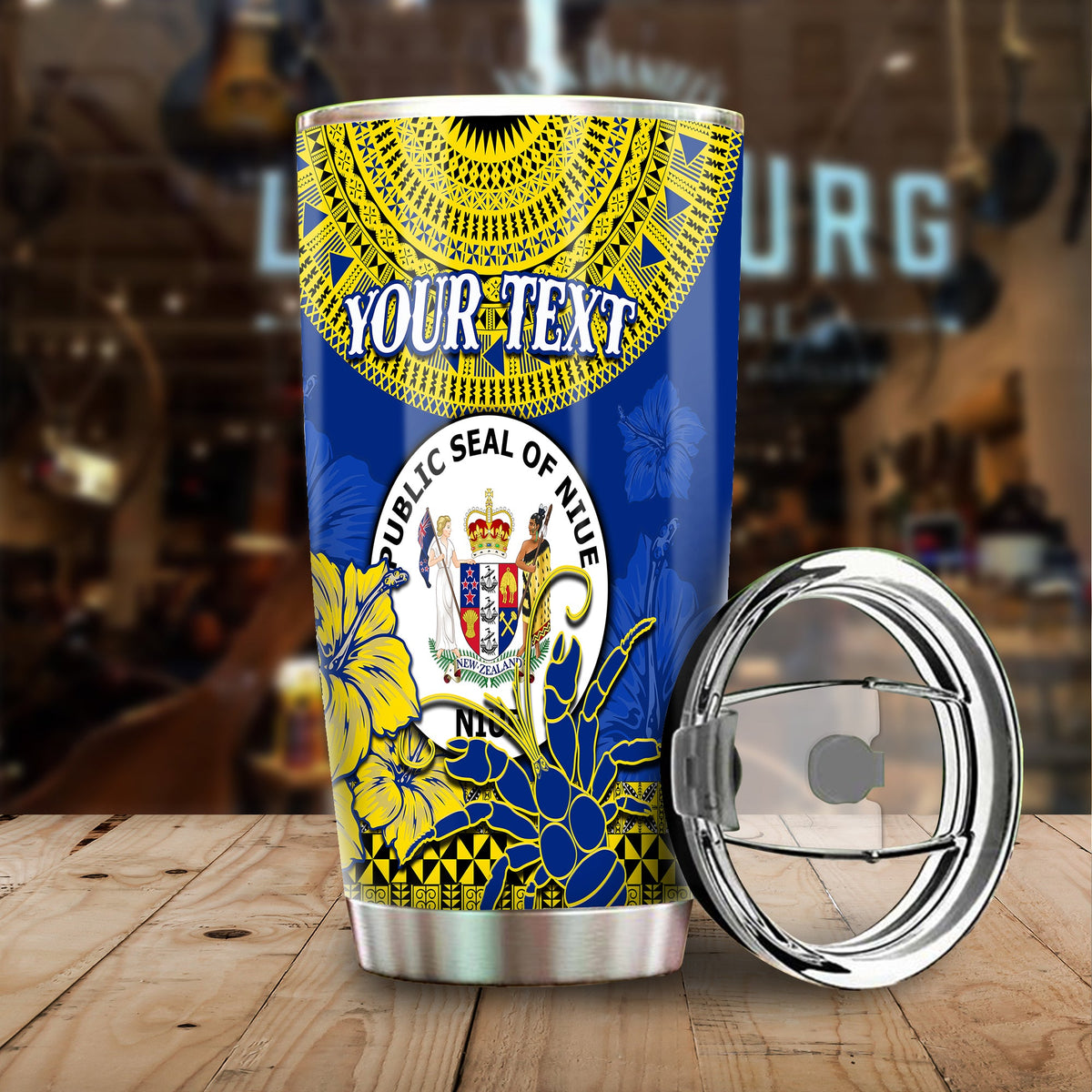 (Custom Personalised) Niue Hiapo Tumbler Rock of Polynesia Tapa Niuean Crab Happy Day LT13 - Polynesian Pride