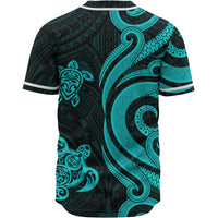 Cook Islands Baseball Shirt - Turquoise Tentacle Turtle - Polynesian Pride