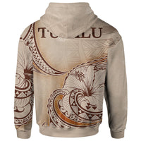 Tuvalu Zip Hoodie Hibiscus Flowers Vintage Style - Polynesian Pride