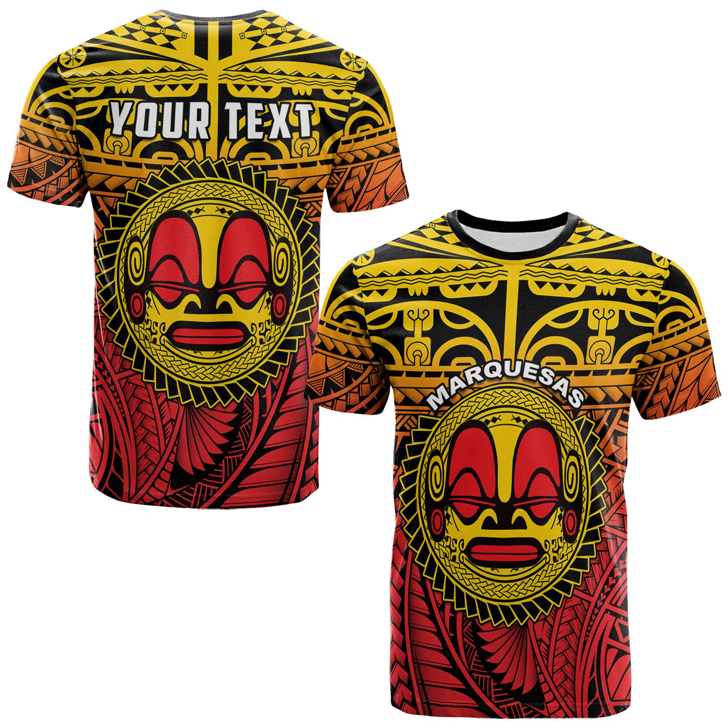 Custom Marquesas Islands T Shirt Mata Tiki Polynesian Pattern LT13 Unisex Yellow - Polynesian Pride
