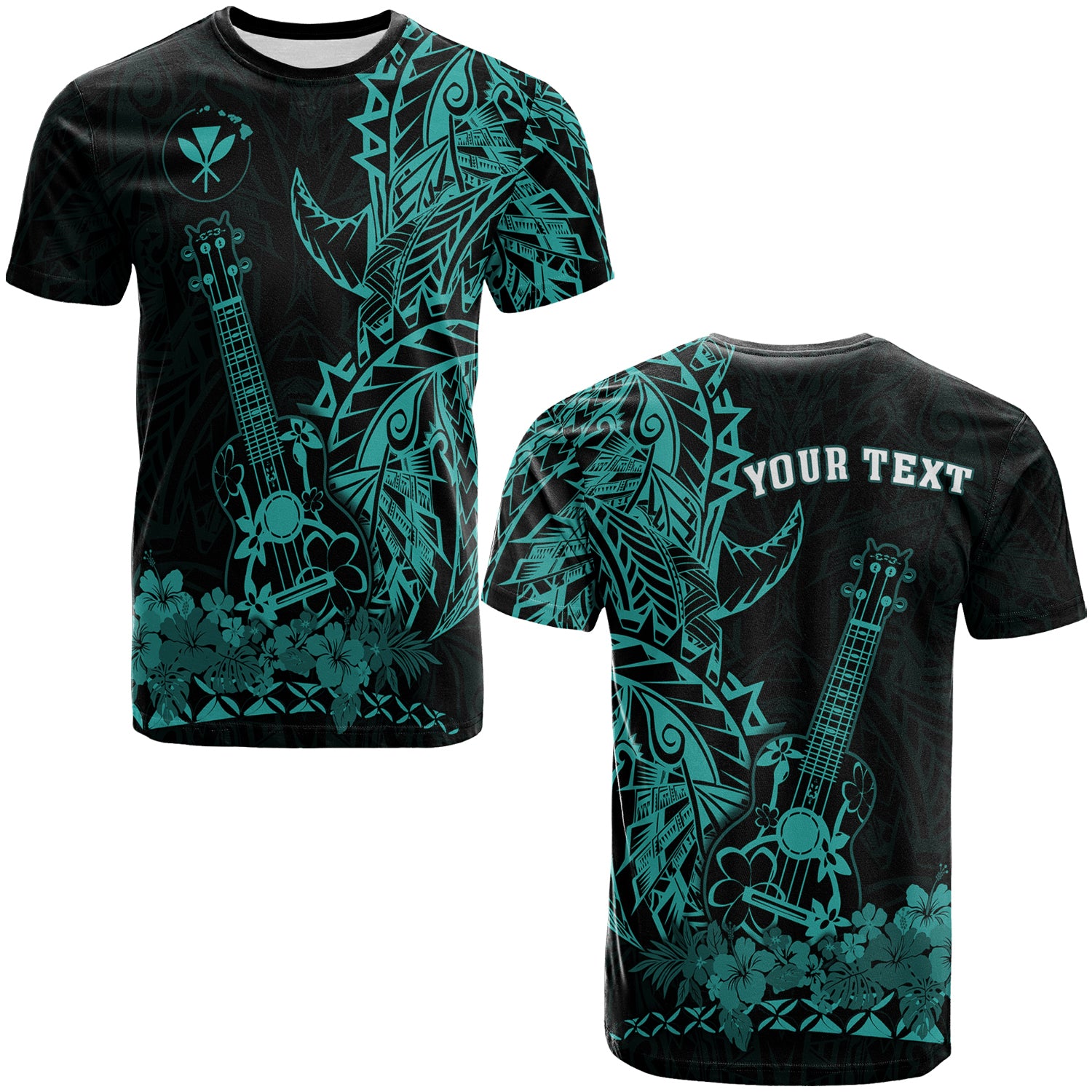 Custom Hawaii Polynesian T Shirt Ukulele Turquoise LT13 Unisex Turquoise - Polynesian Pride