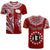 (Custom Text and Number) Rarotonga Cook Islands T Shirt Turtle and Map Style Red LT13 Red - Polynesian Pride