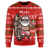 Hawaii Christmas Santa Claus Surf Sweatshirt - Fun Style - AH - Polynesian Pride